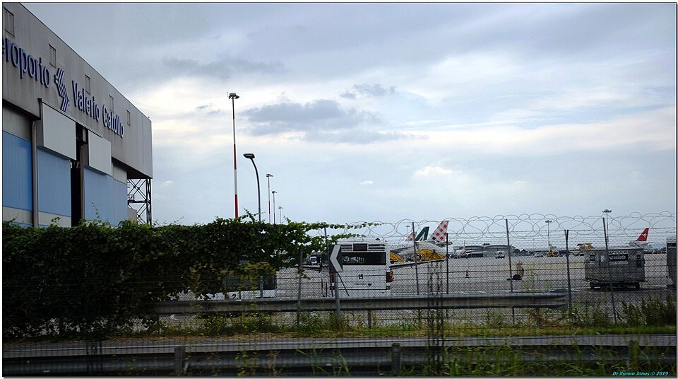 The airport buildings and apron at Verona Villafranca