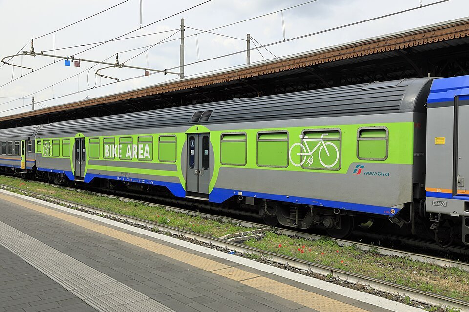 A regional train's bicycle car at Porta Nuova