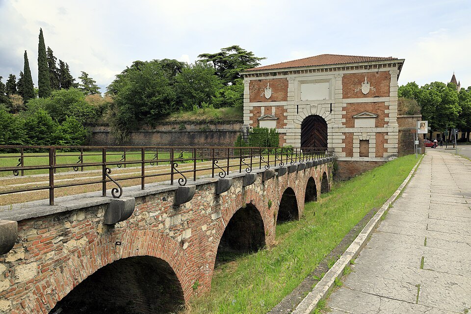 The bridge and brick gate of Porta San Zeno