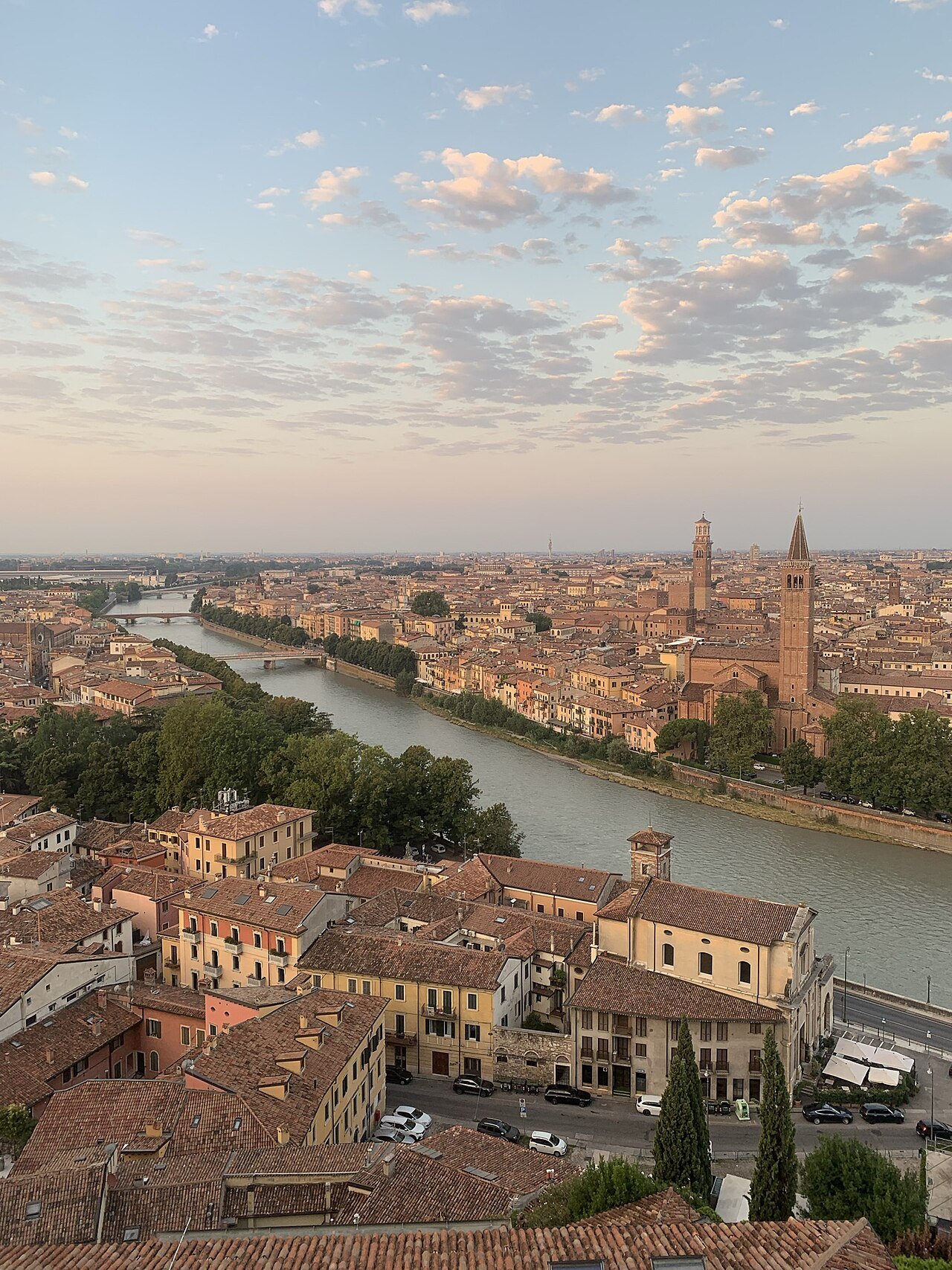 The Adige bending round the old centre, seen from the Castel San Pietro hill