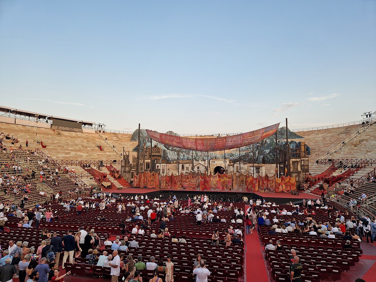 The audience taking seats before an Aida performance in the Arena