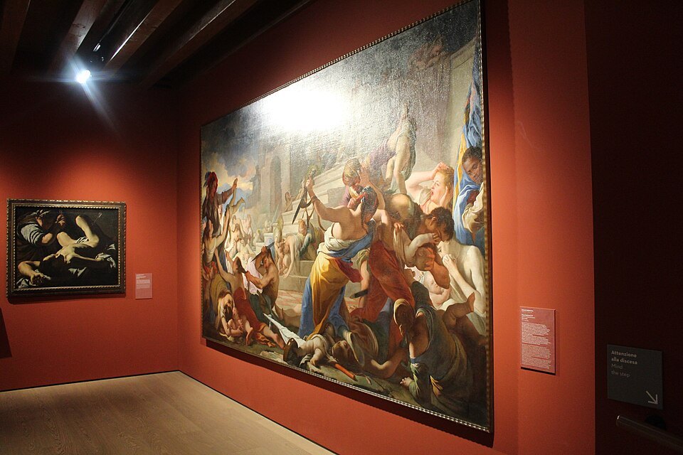 A large baroque painting in the Palazzo Maffei house museum