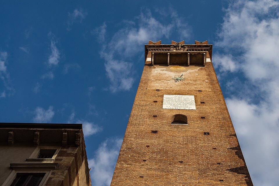 The Torre del Gardello against a blue sky