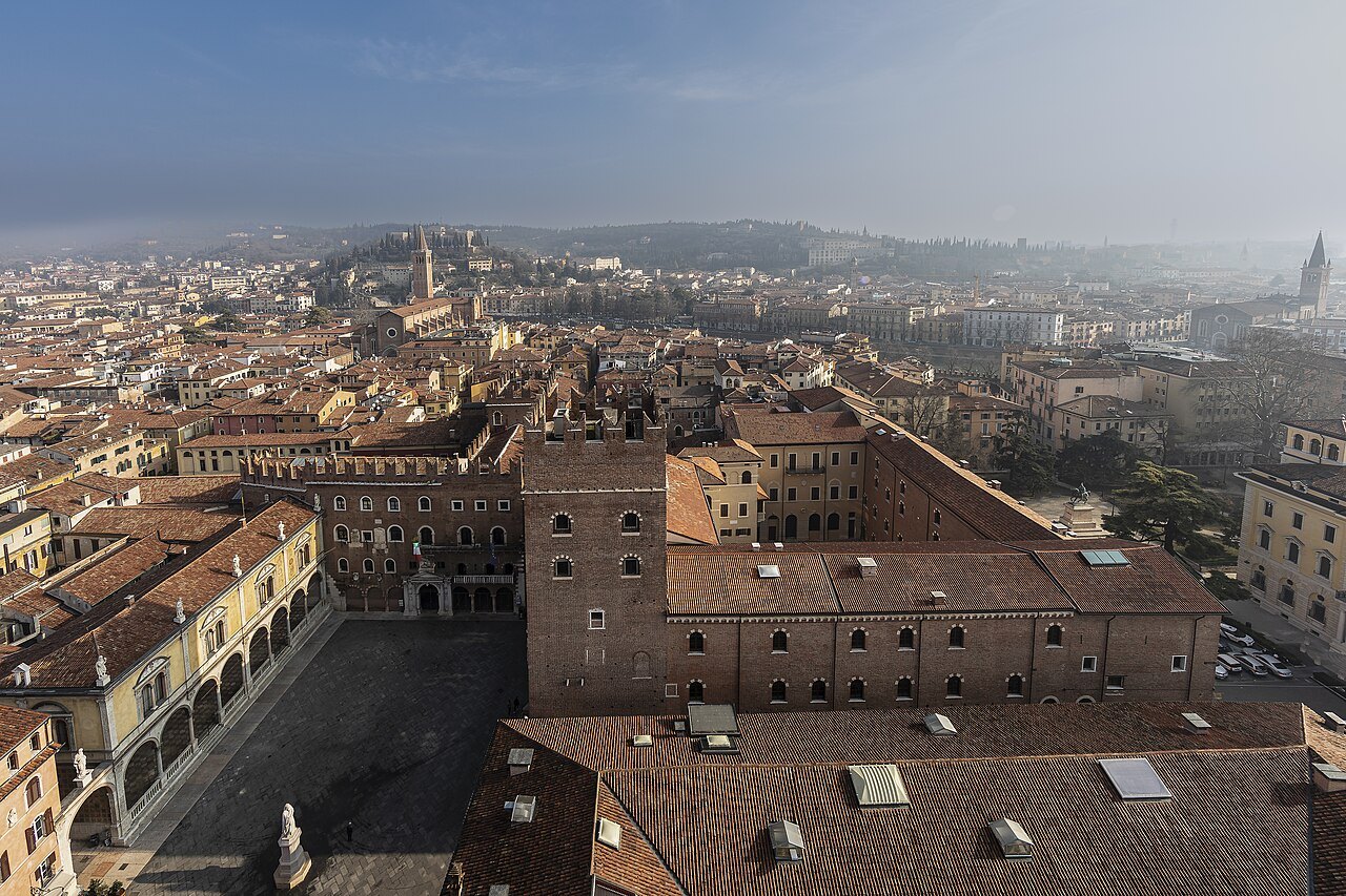 Piazza dei Signori and its palaces from the top of the Torre dei Lamberti