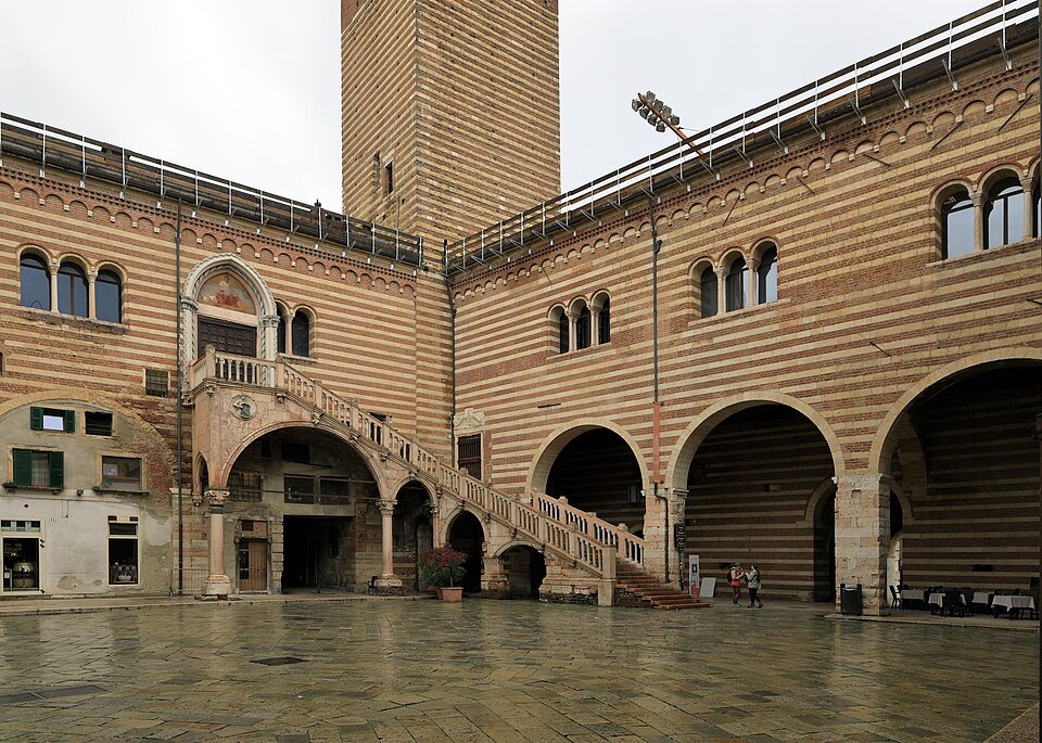 The outdoor stair of the Scala della Ragione in the old market courtyard