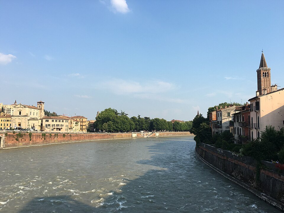 The Adige flowing past the old center