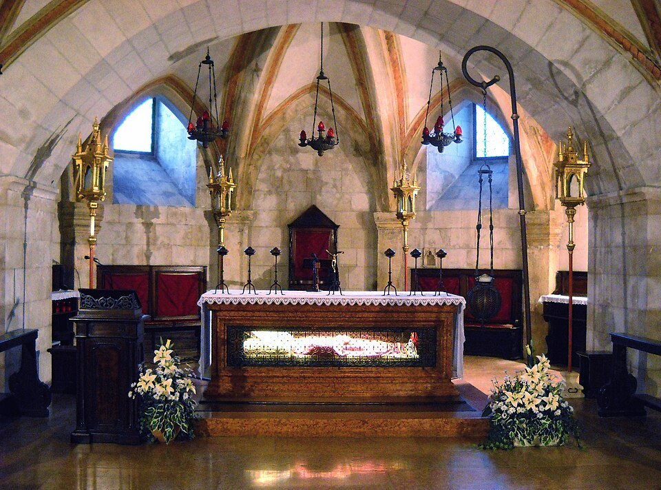 The crypt beneath the choir, where the saint's body lies