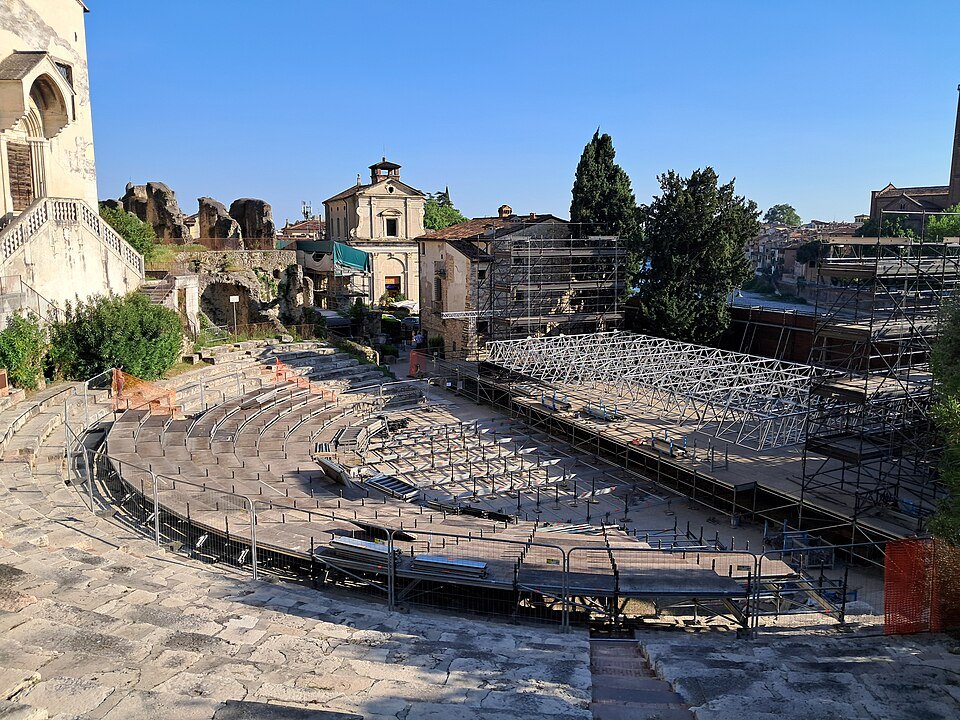 The theater's cavea with summer stage seating in place